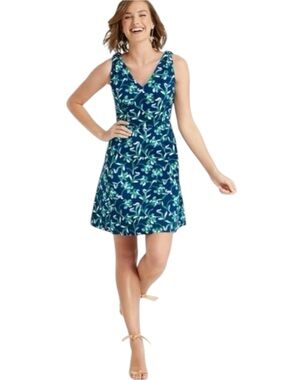 NWT Draper James Blue Floral Knot Shoulder V-Neck Sleeveless Cotton Dress (10)